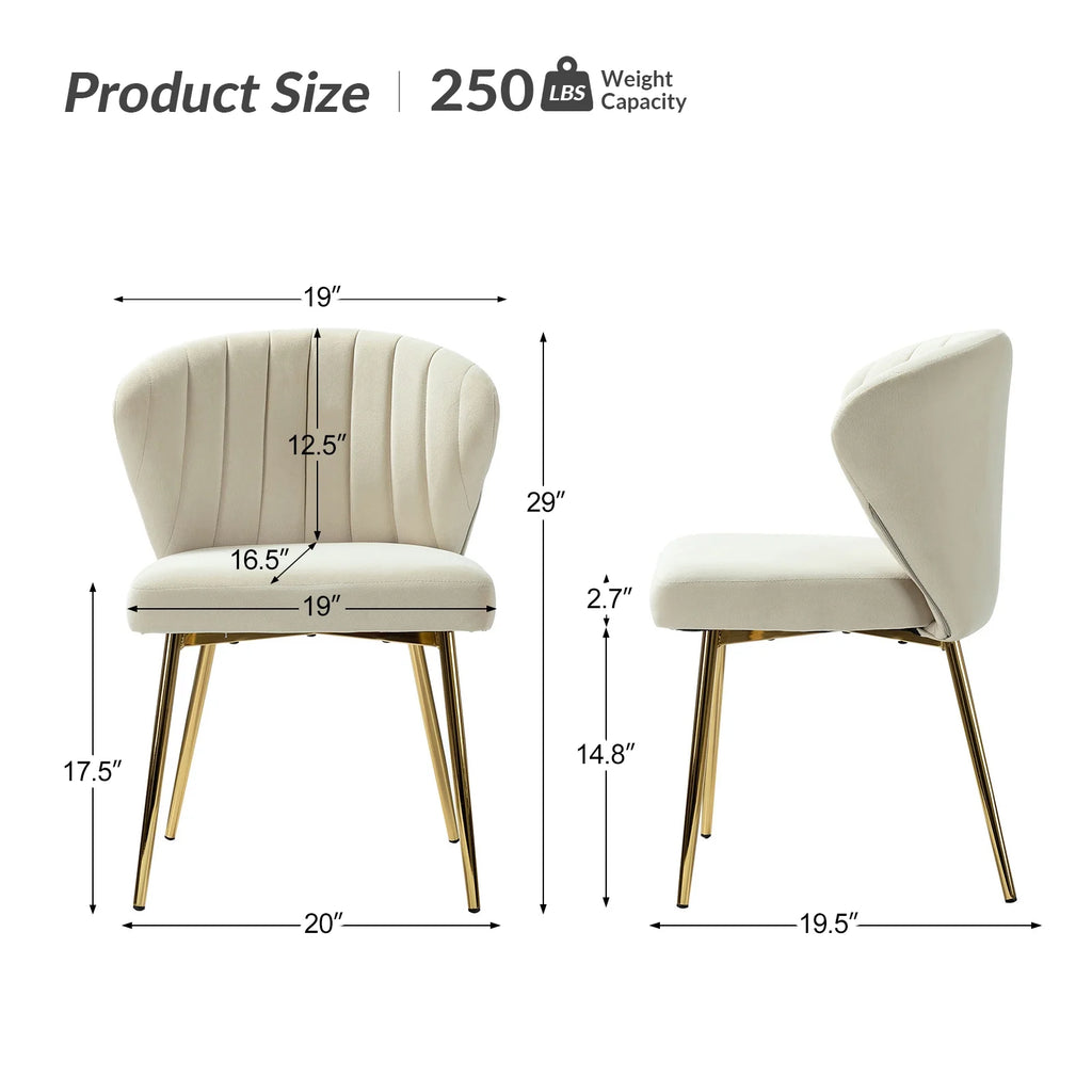 Velvet Set of 4 Dining Chairs Metal Legs Tan P598