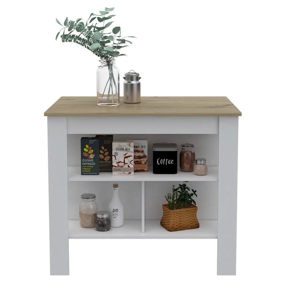 White Light Oak Manufactured Wood Kitchen Island V2226