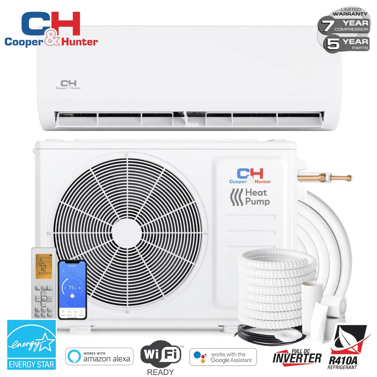 6000 BTU 115V Wall Mounted Mini Split Heat Pump Air Conditioner W8283