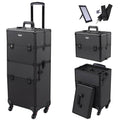 Black 4 Wheel Aluminum Rolling Makeup Train Case M497567