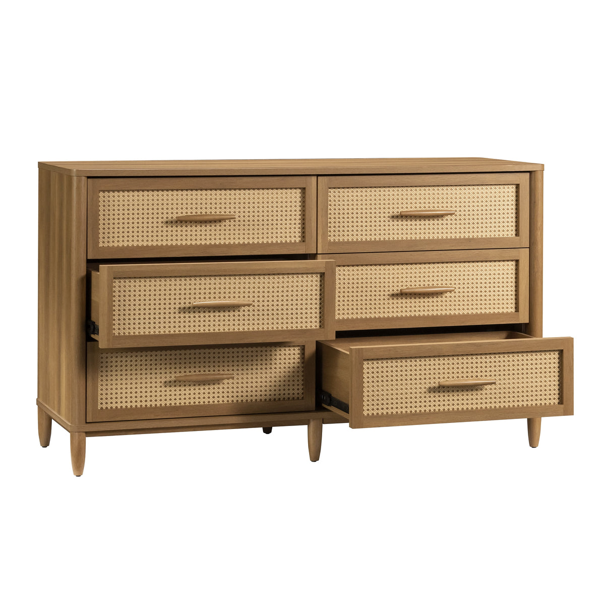 6 Drawer Dresser, Light Honey Finish U6685