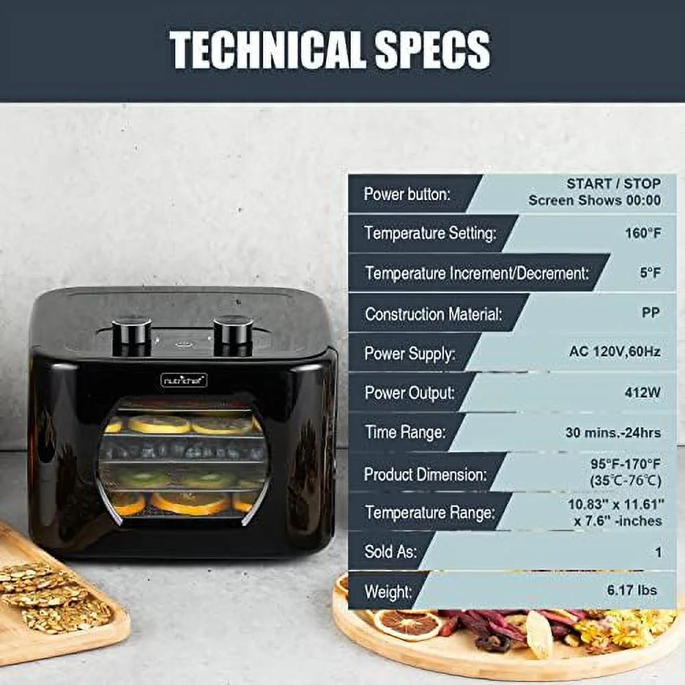 Electric Countertop Food Dehydrator with 4 Stainless Steel Trays D662516