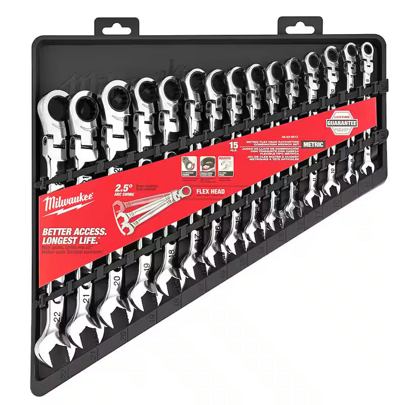 19-Piece Flex-Head Ratcheting Combination Wrench Set Metric M917
