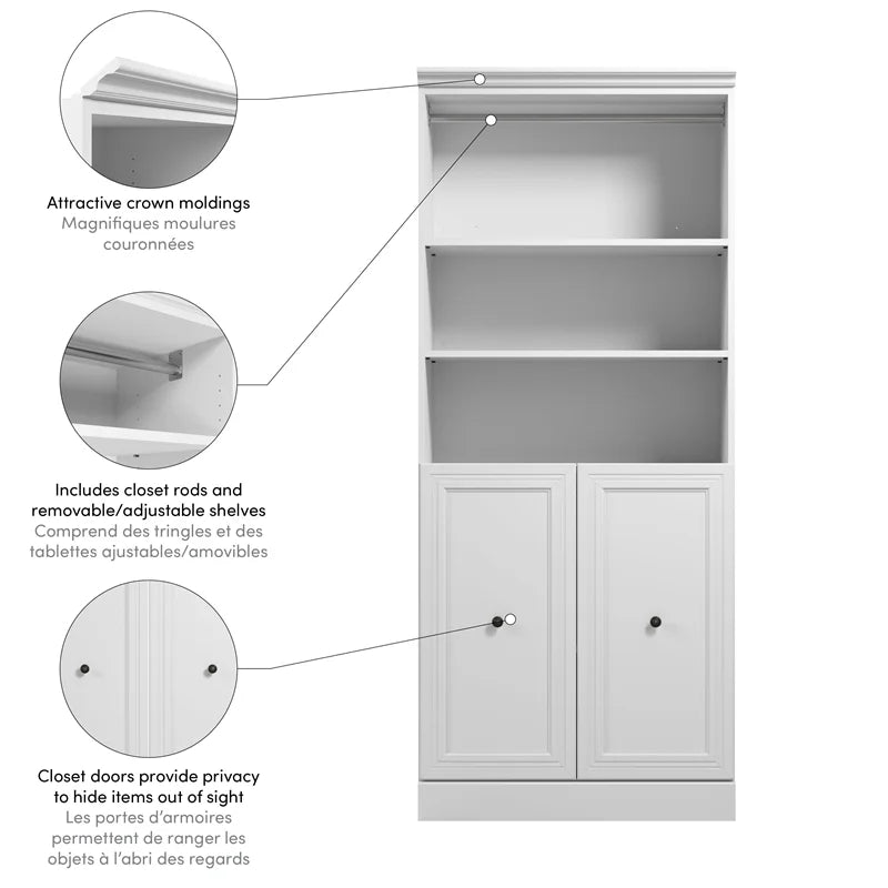 Queen Murphy Bed and Organizer in White S92333
