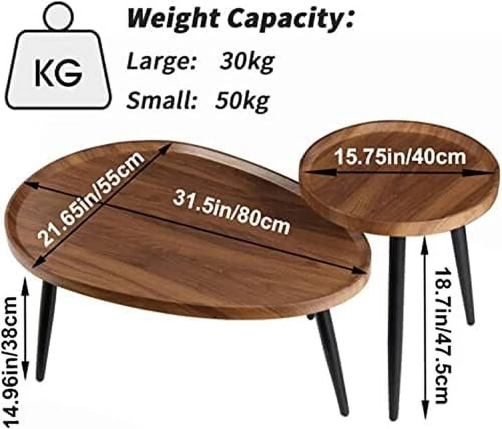 Brown Oval Nesting Coffee Table Set of 2 P91477