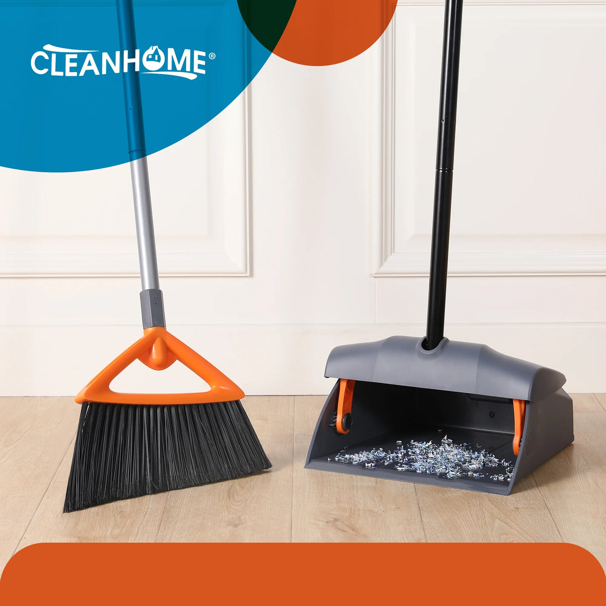 Heavy Duty Broom and Dustpan Set with Long Handle I7160
