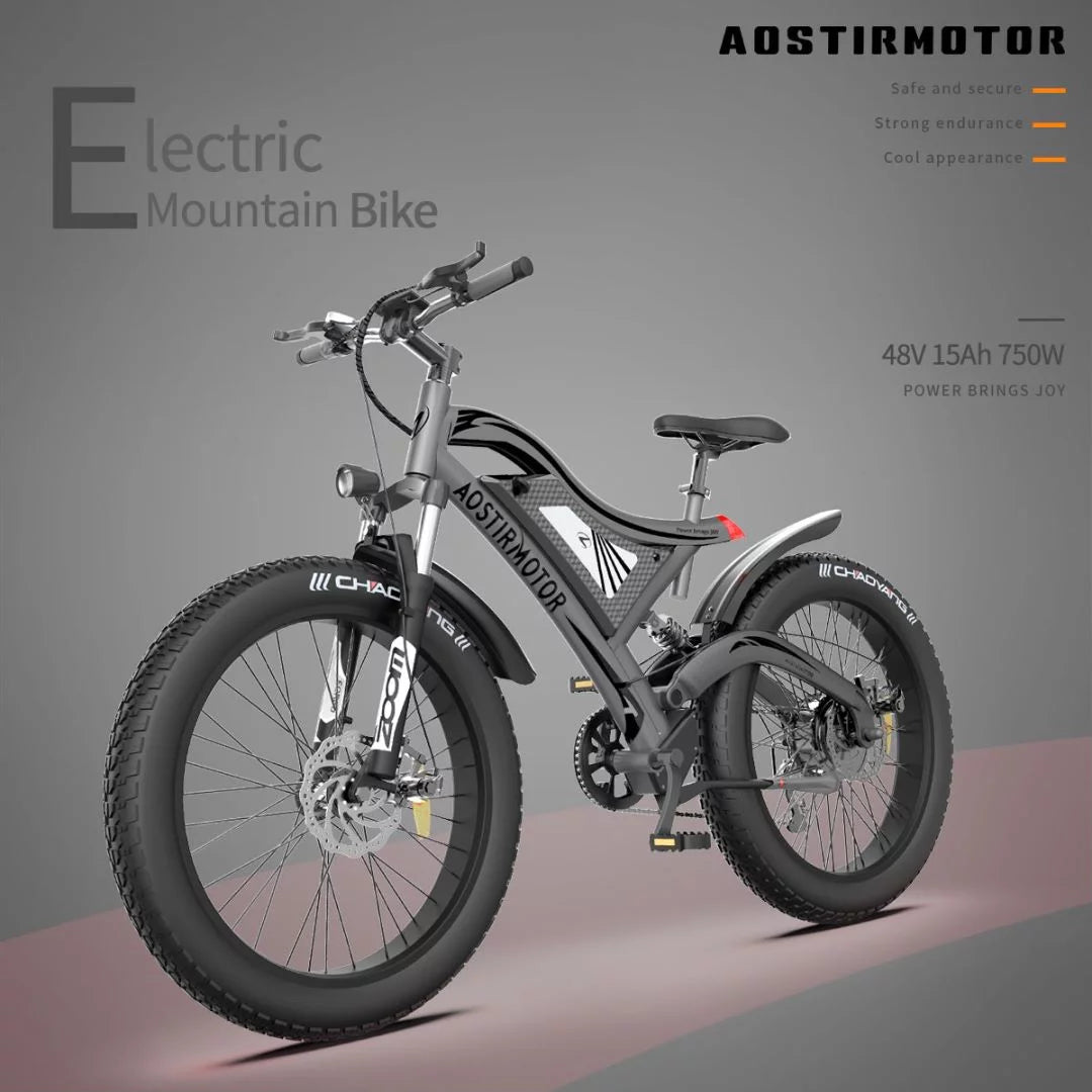 750W Fat Tire Electric Bike 48V 15AH Removable Lithium Battery U398689