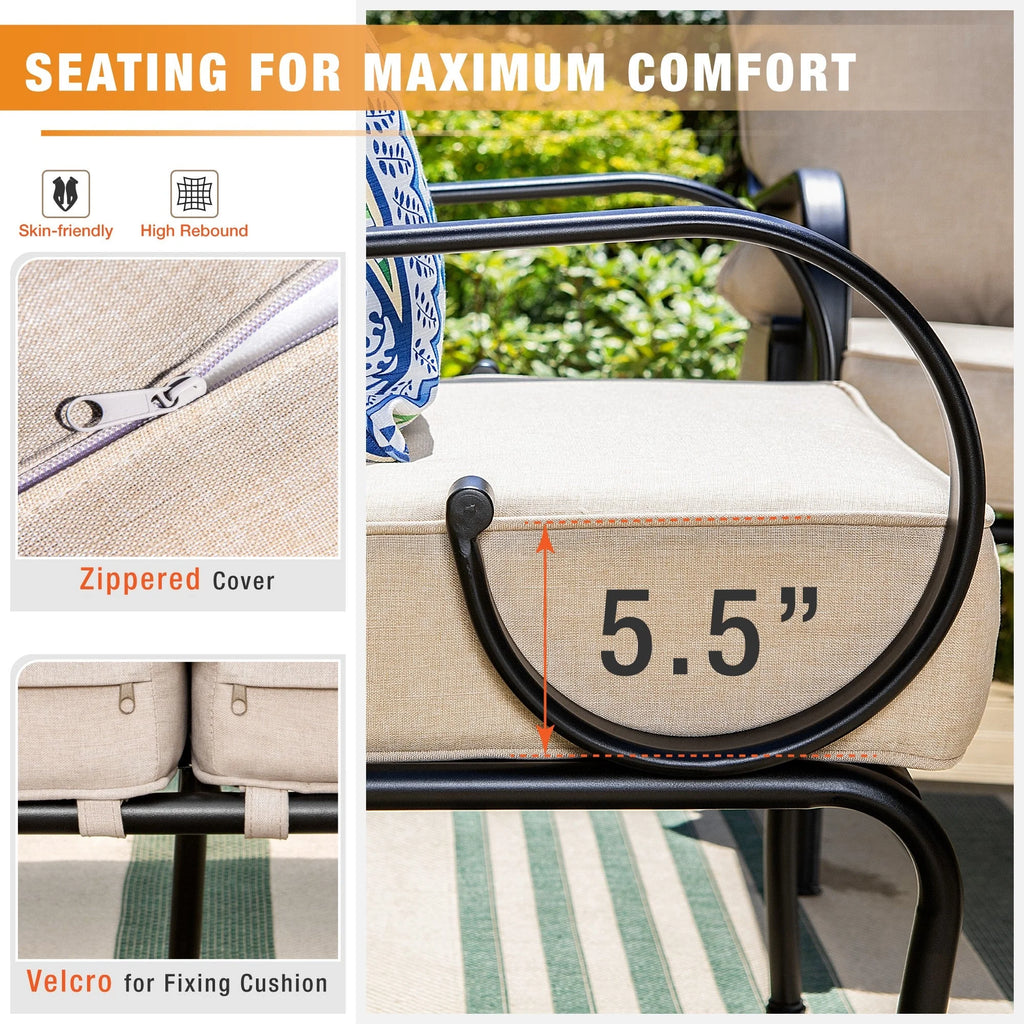 Beige Metal Patio Furniture Set Y902905