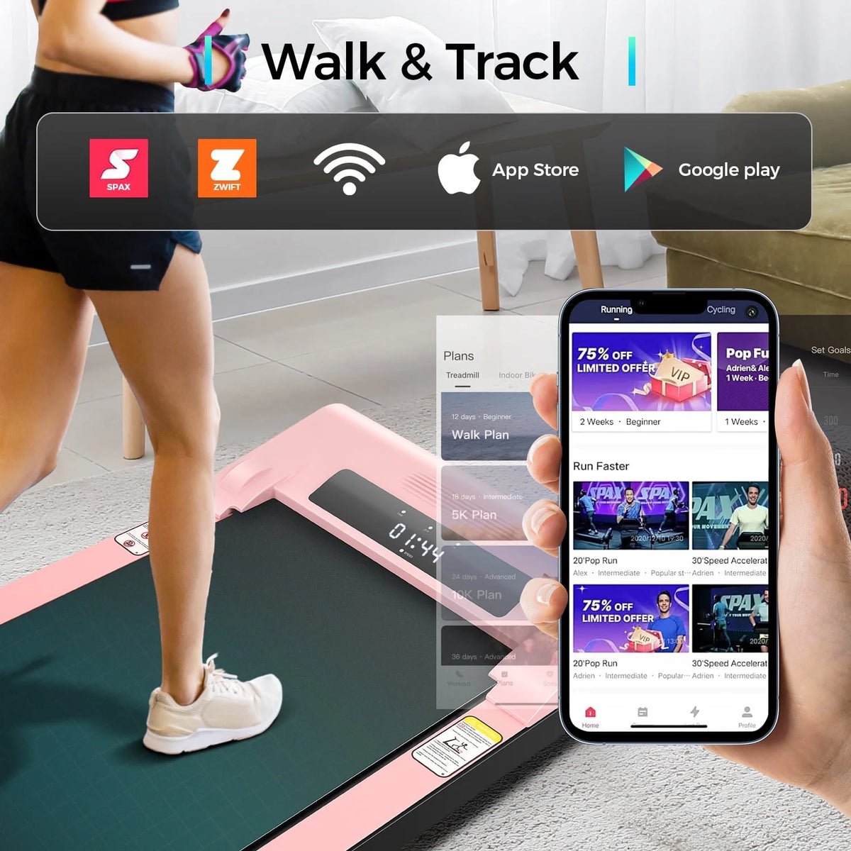 Walking Pad Treadmill 2.5HP Electric Running Machine with LED Display L2713