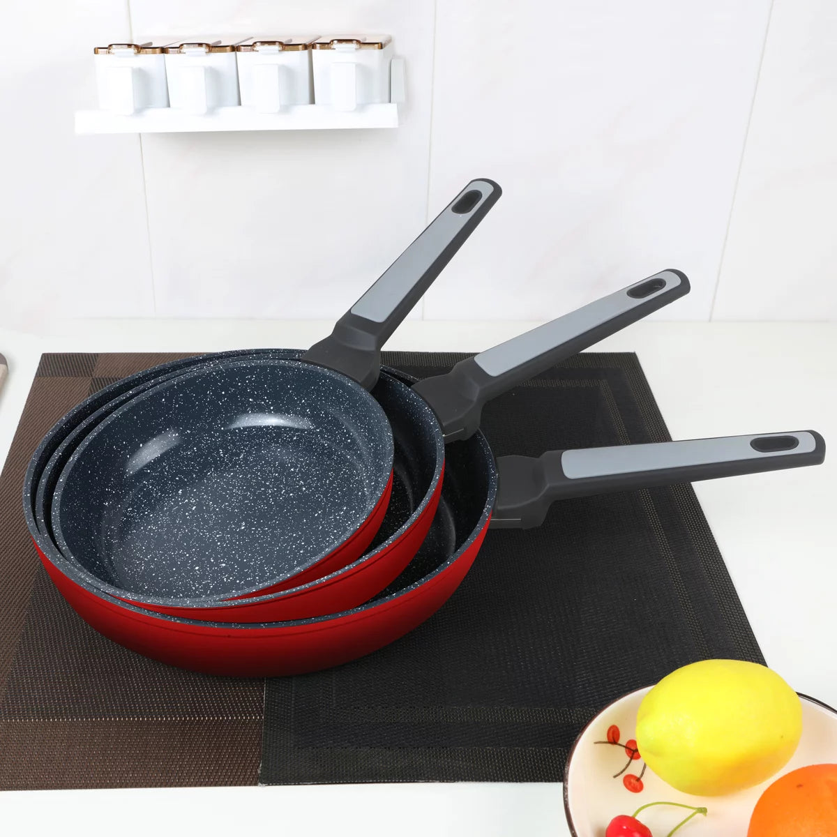 Red 9.5 Inch Non-Stick Frying Pans K284116
