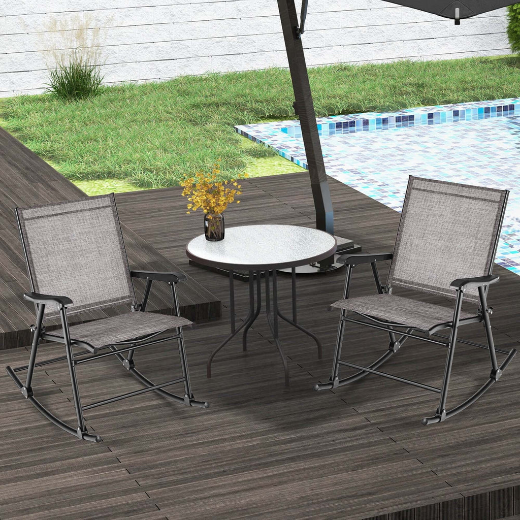 2pcs Patio Folding Rocking Chair Metal Frame D4468