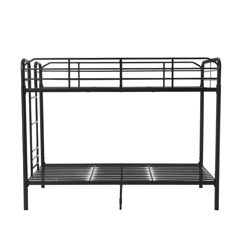 Black Metal Twin over Twin Quad Bunk Bed with Ladder and Guardrails S739