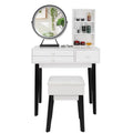 Black and White Vanity Set with Lighted Mirror and Cushioned Stool B29200