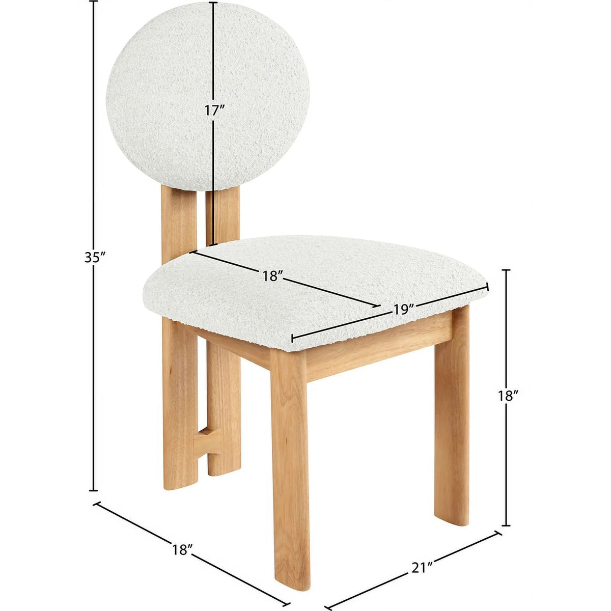 Cream Fabric & Wood Dining Chair Set of 2 D688295