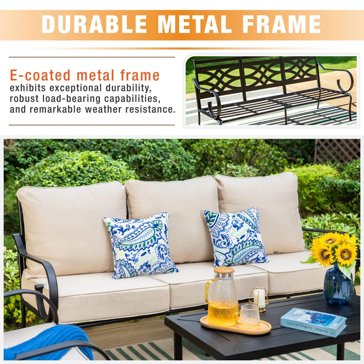 Beige Metal Patio Furniture Set Y902905