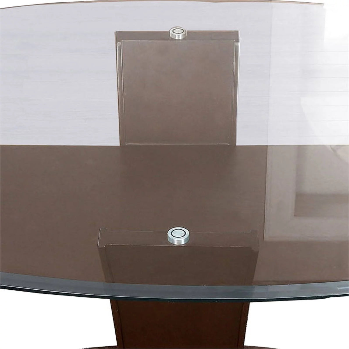 Brown Wooden Dining Table with Glass Top P94312