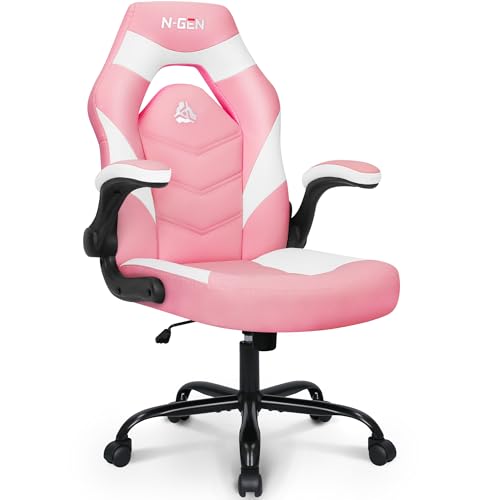 Pink Ergonomic PU Leather Computer Chair with Lumbar Support H7831