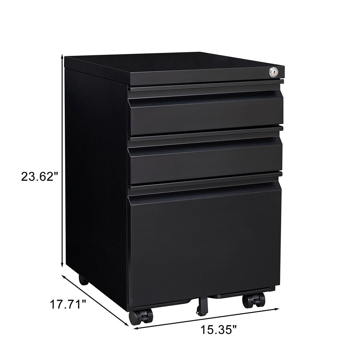 3 Drawer Black Metal File Cabinet with Lock R904431