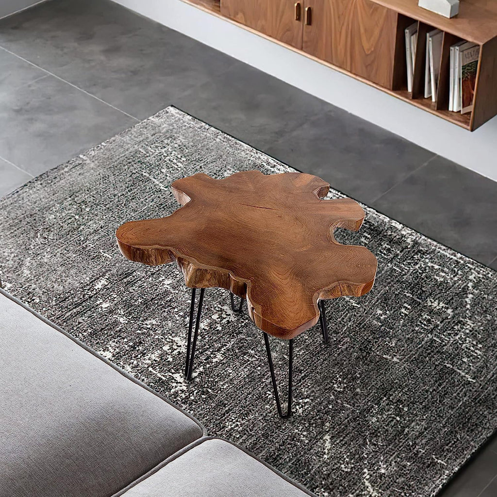 Natural Teak Live Edge Coffee Table with Hairpin Legs R748