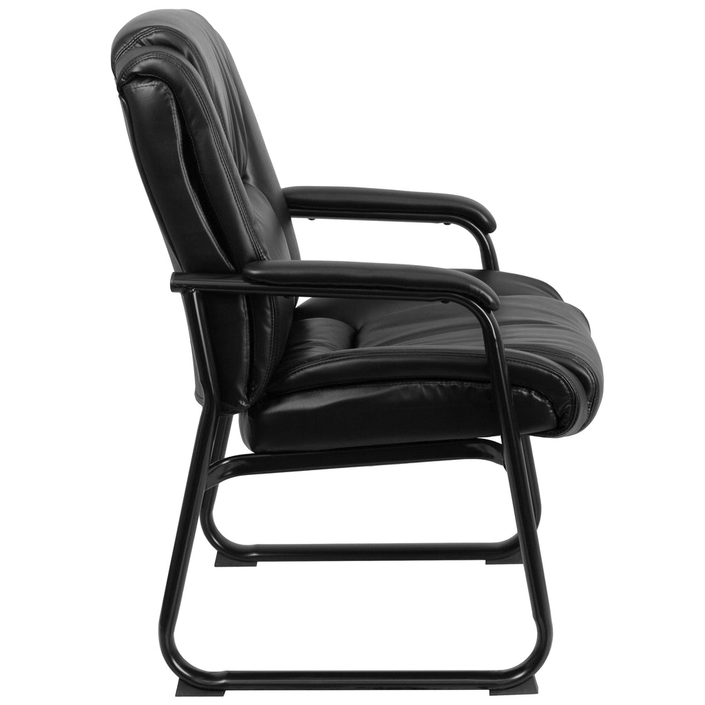 Black LeatherSoft Tufted Side Chair with Sled Base W979