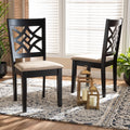 Sand Fabric Upholstered Dark Brown Wood 2-Piece Dining Chair Set X4411