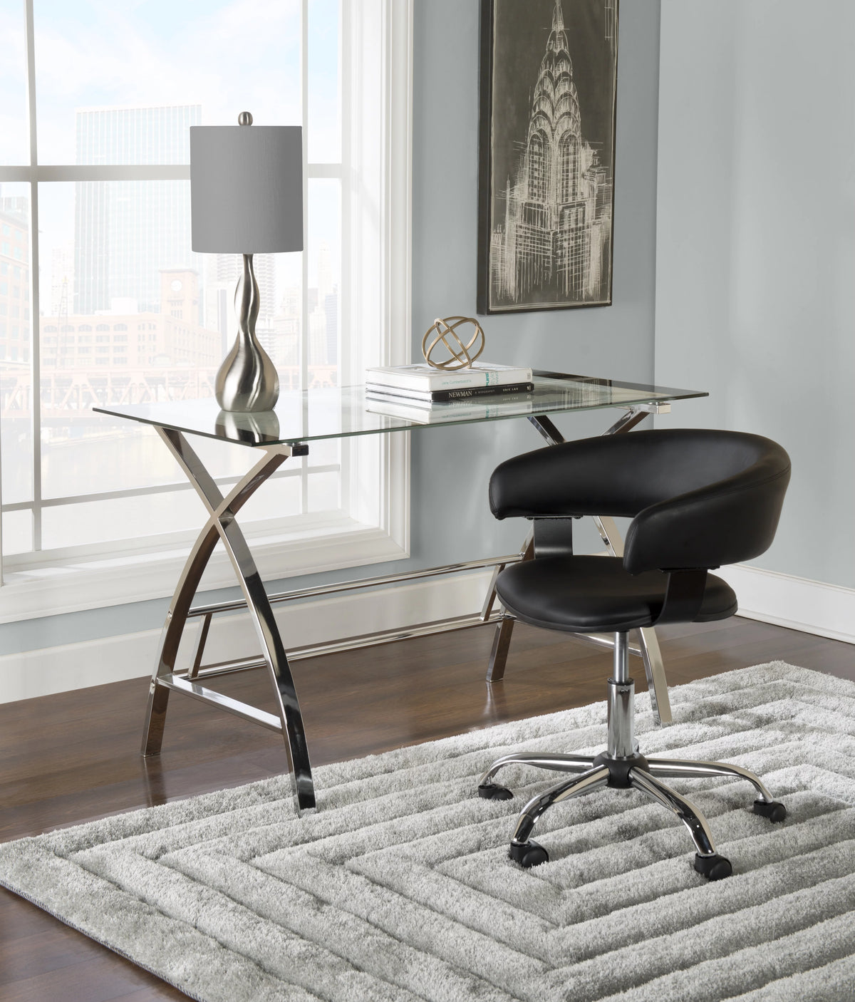 Black Low-Back Desk Chair with Castors C92686