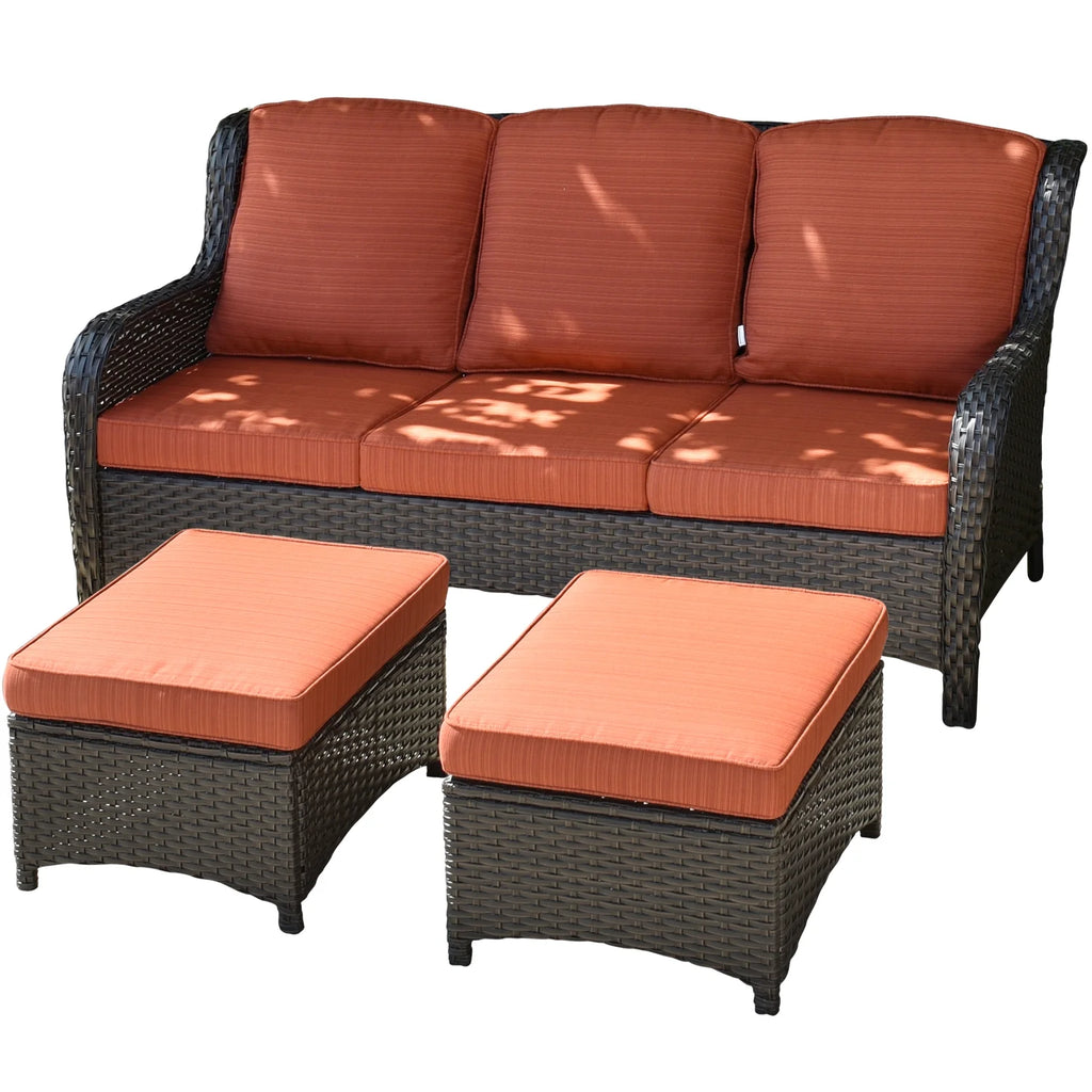 3 Pieces Wicker Patio Sectional Furniture Set with Ottoman Y441504