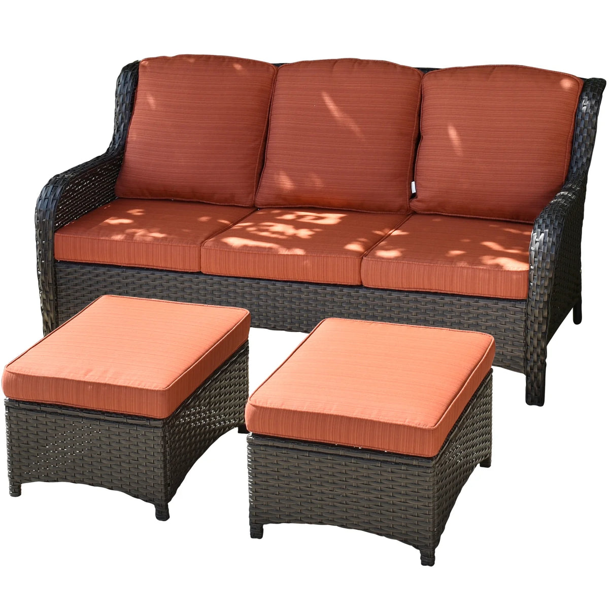 3 Pieces Wicker Patio Sectional Furniture Set with Ottoman Y441504
