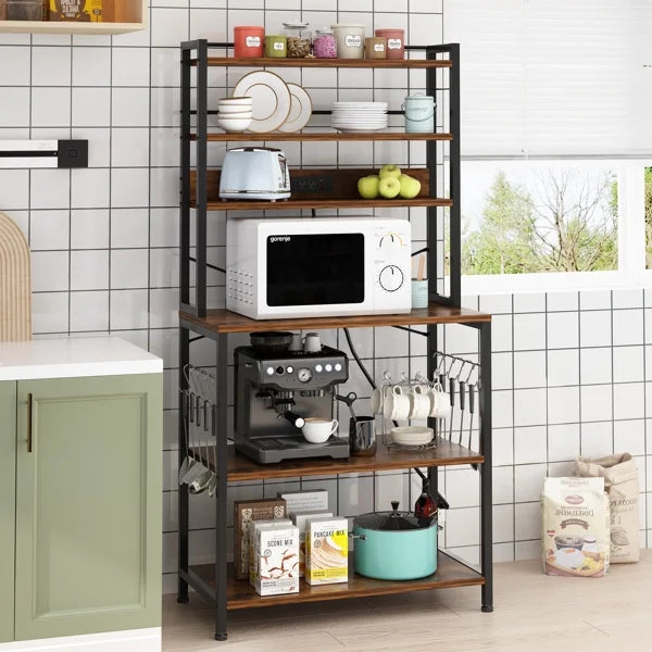 31.5"L x15.6"W x66.9"H 6-Tier Bakers Rack with Power Outlets E652091
