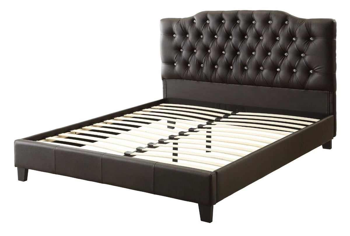 Black Faux Leather California King Size Platform Bed I920