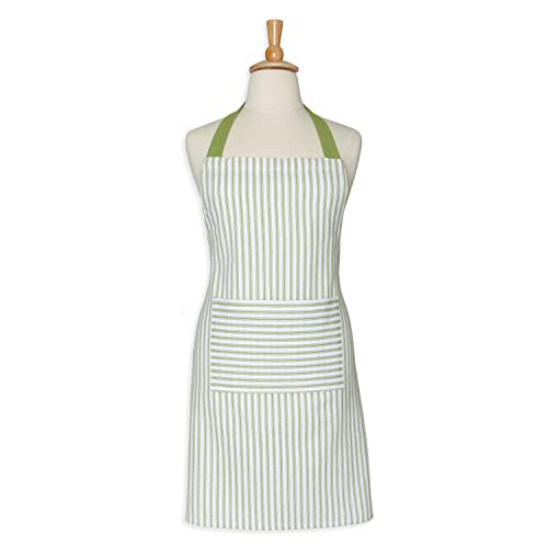 Red and White Stripe Woven Cotton Apron with Pocket M343