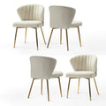 Velvet Set of 4 Dining Chairs Metal Legs Tan P598