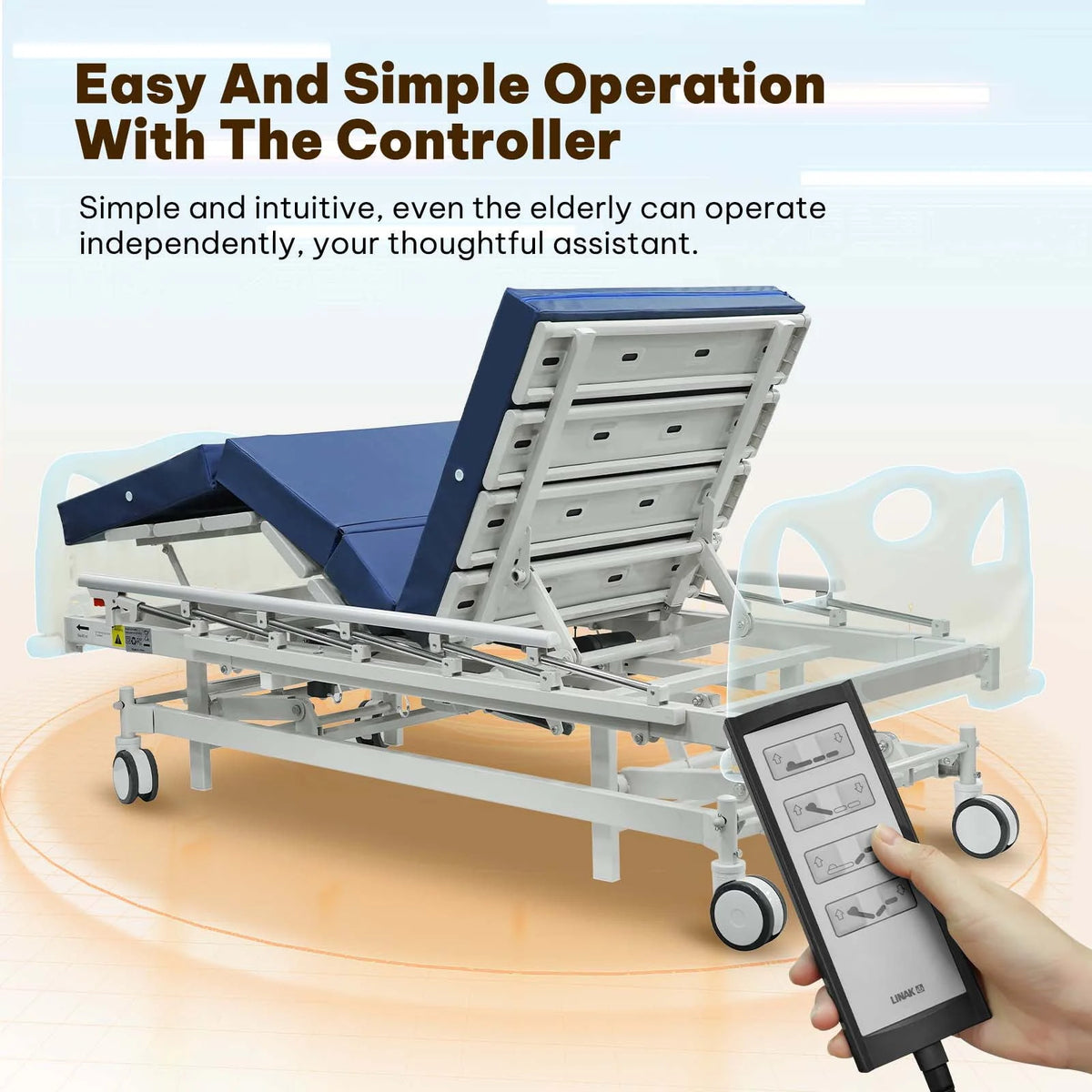 Full Electric Hospital Bed with 4 Function Mattress and Remote Control A142348