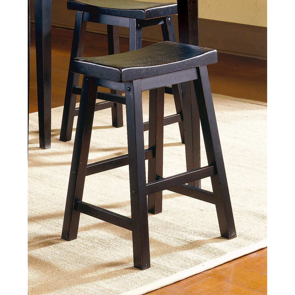 Black Solid Wood Counter Height Stools Set of 2 T2573