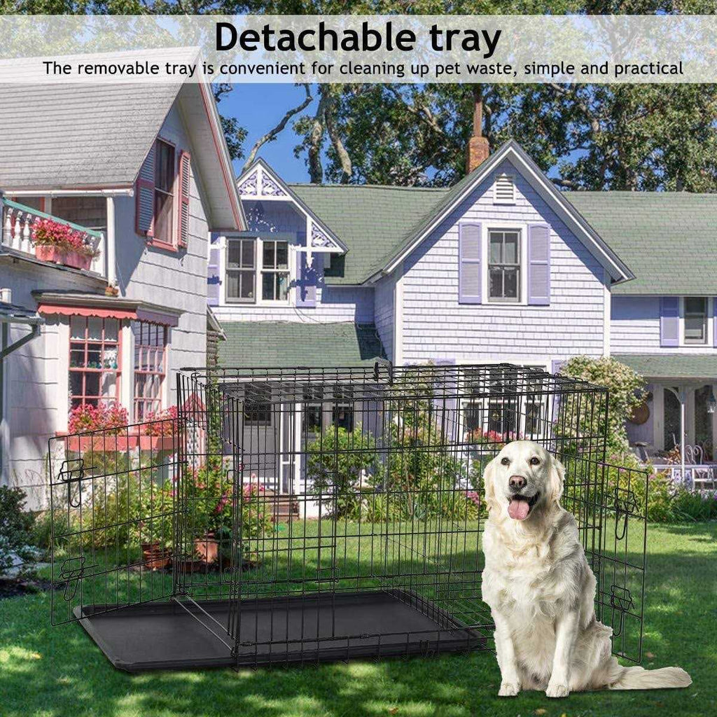 Folding Dog Crate with Double-Door, Tray, Handle B521