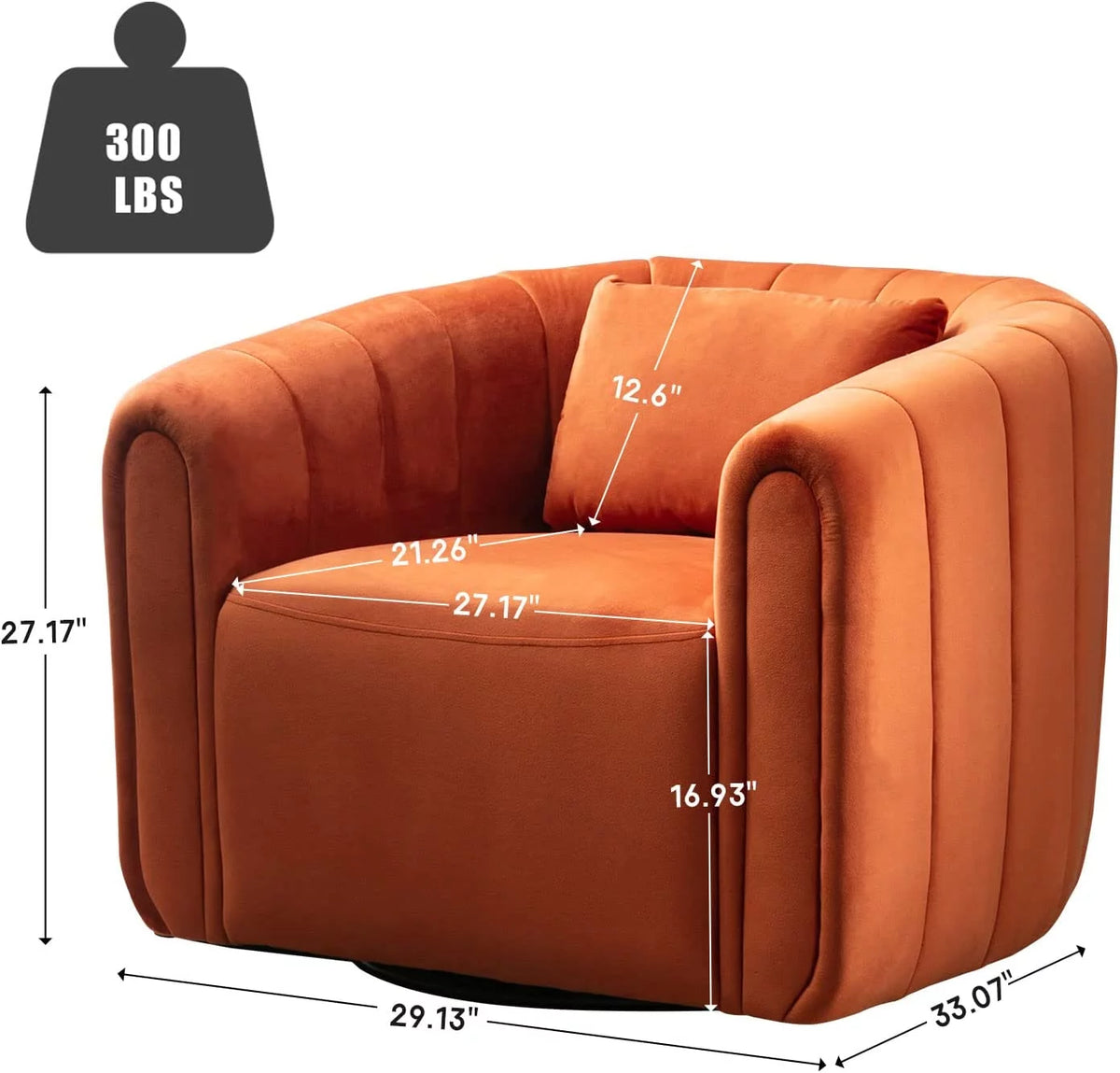 Beige Velvet Swivel Barrel Chair with Pillow N887146