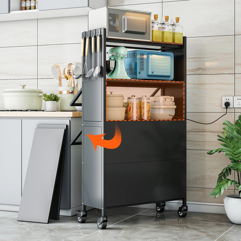5 Tier Black Kitchen Baker's Rack with Wheels Z6931