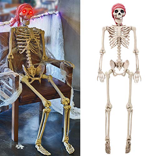 Life Size Skeleton with Glowing Eyes Posable Joints Q6436