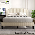 Linen Upholstered Platform Bed Frame Queen Size with Headboard Z638897