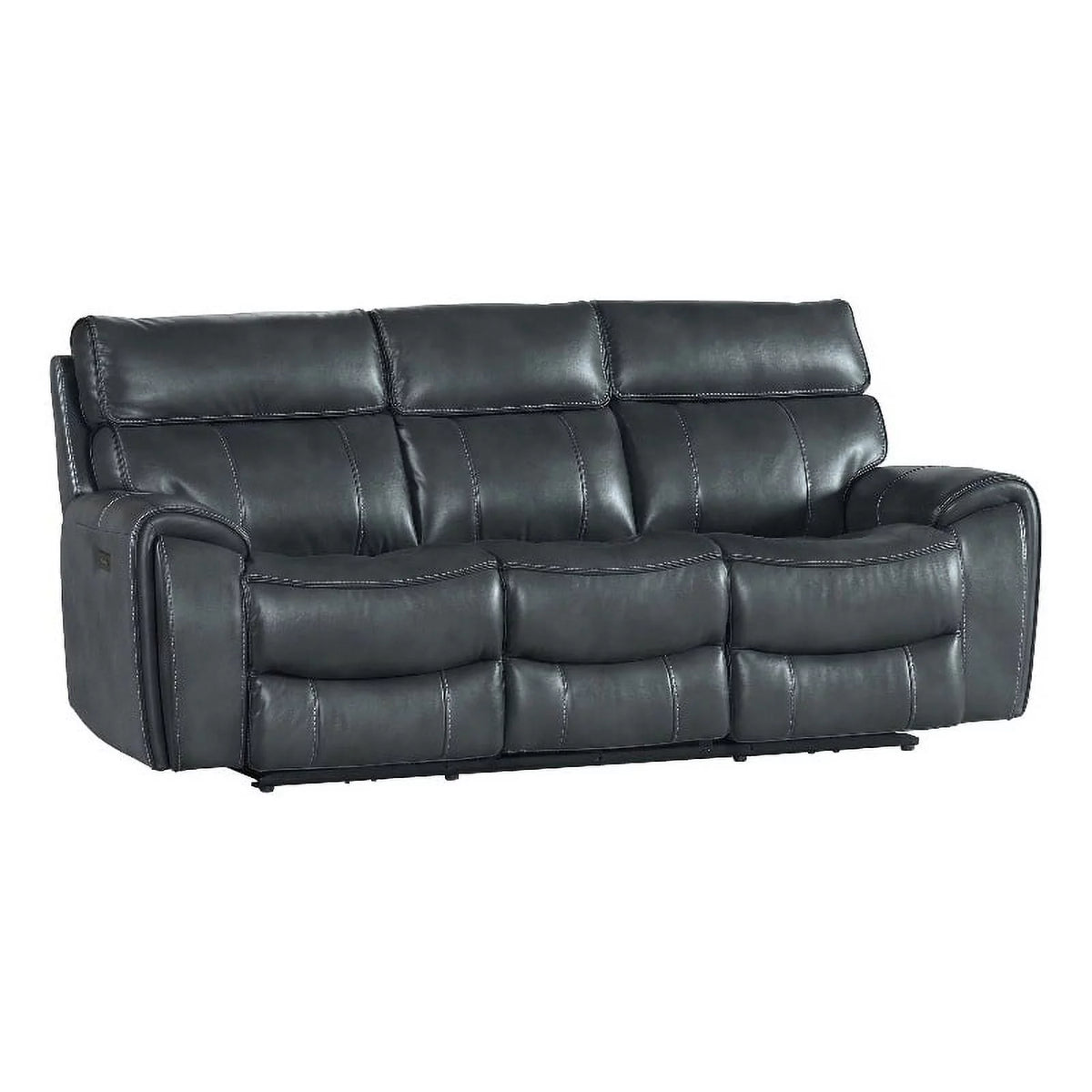 Slate Gray Faux Leather Dual-Power Recliner Sofa F35971