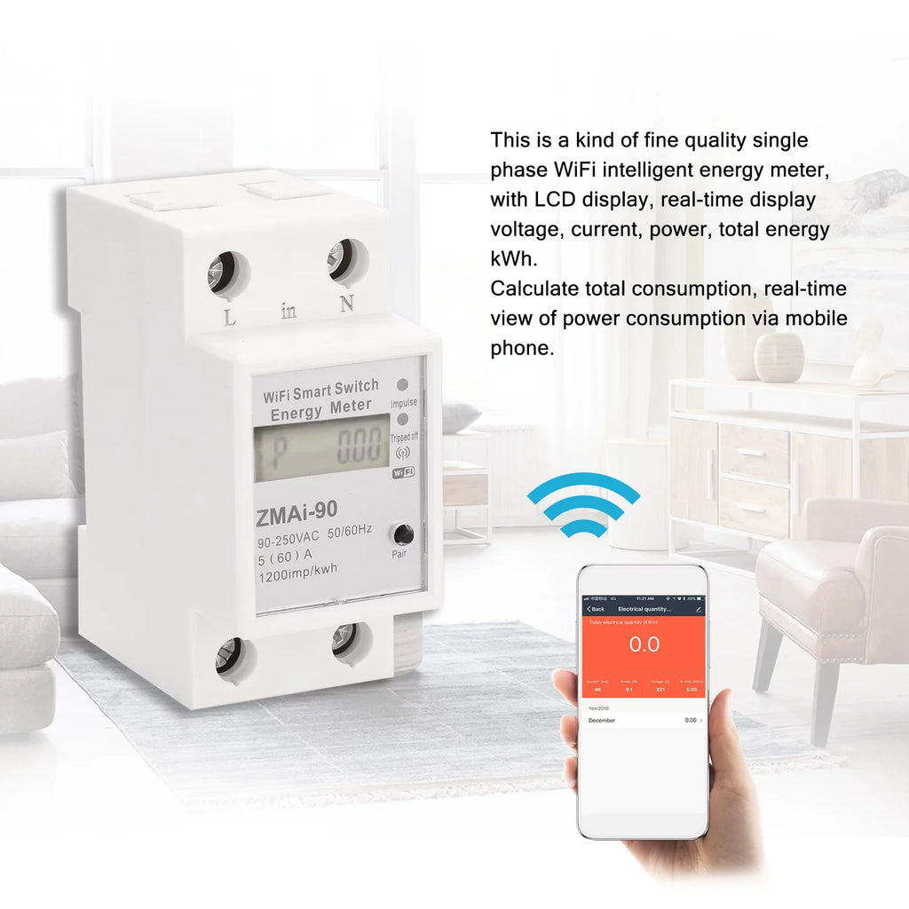 Single-Phase Din Rail Wifi Energy Meter H8272