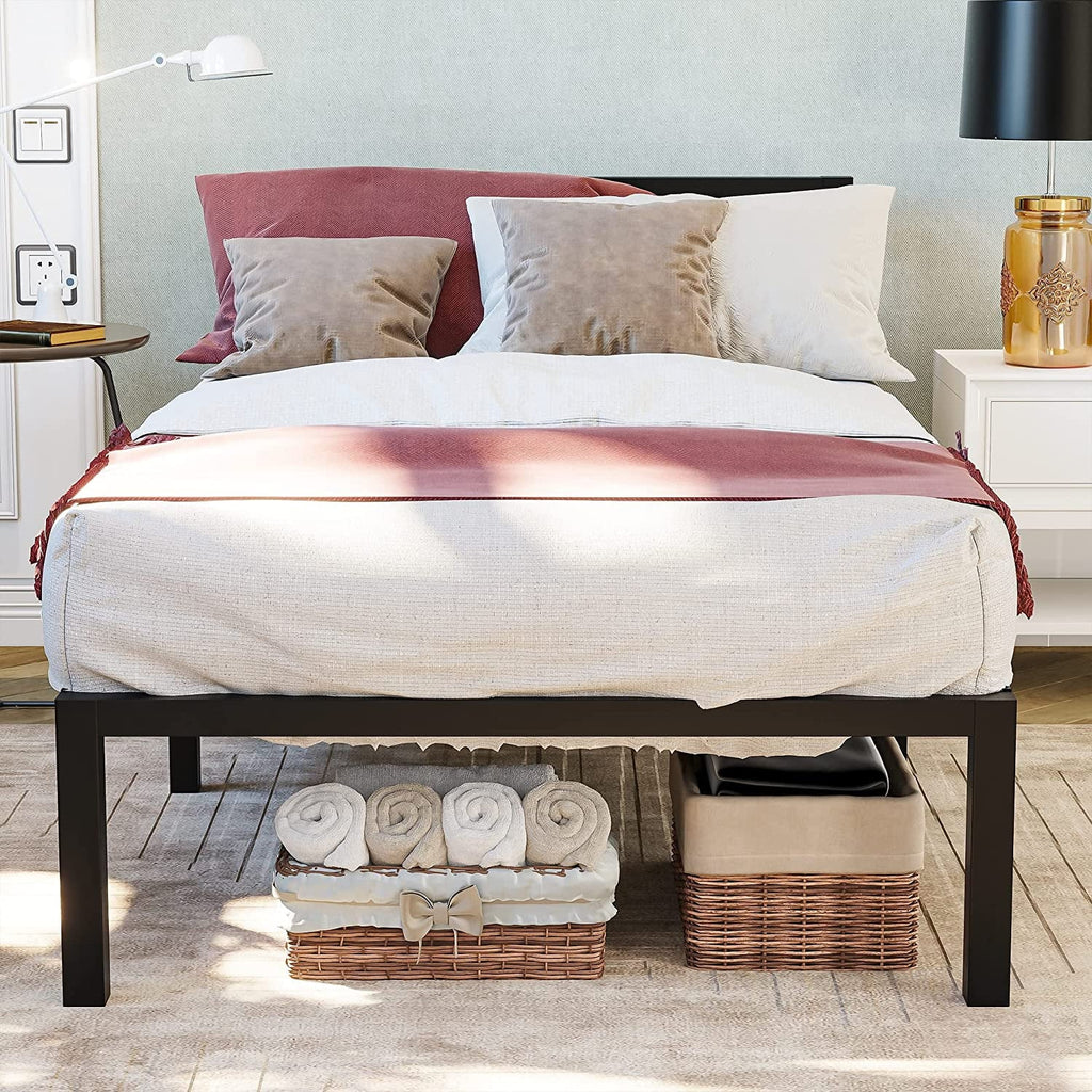 Twin Size Black Metal Bed Frame with Headboard J222