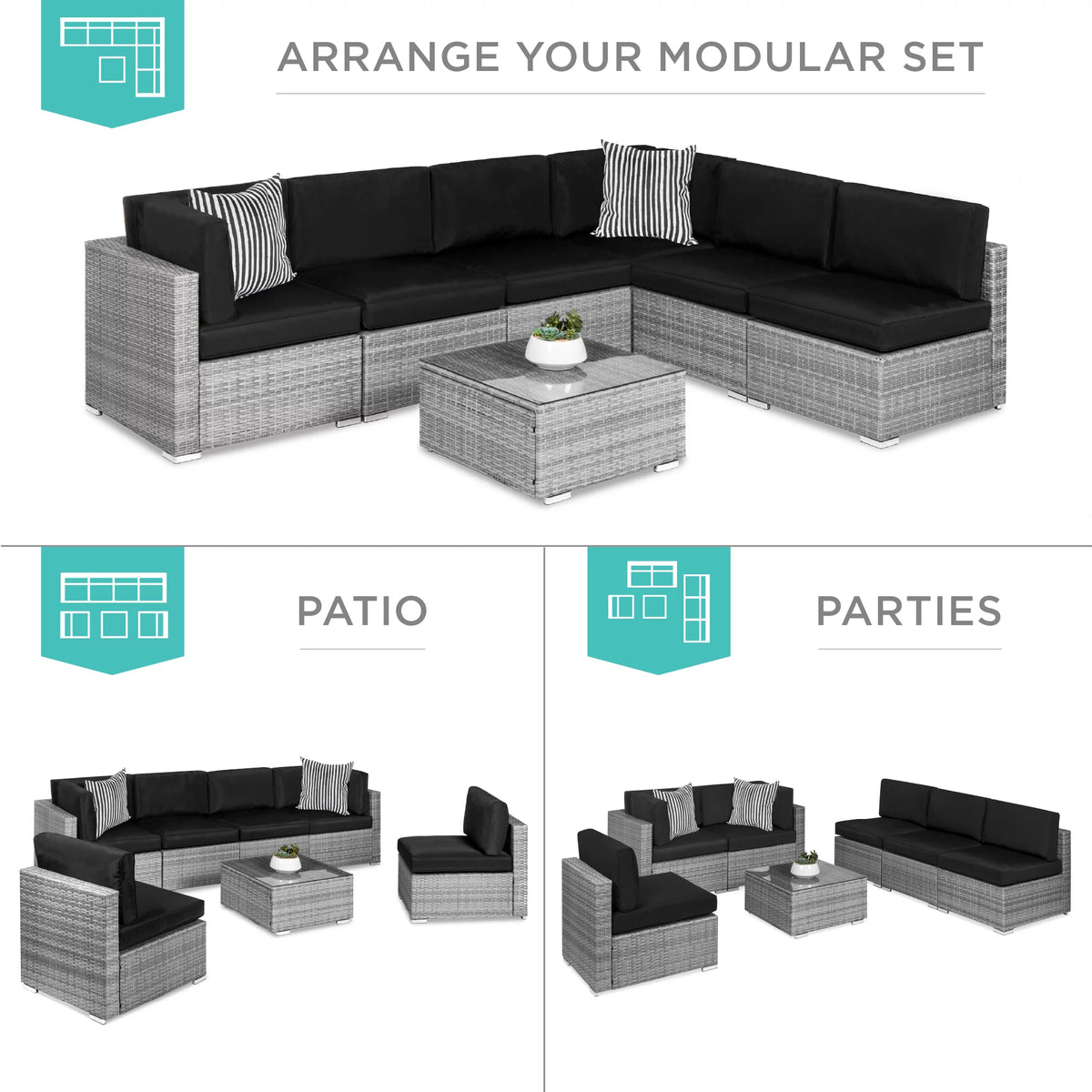 7 Piece Modular Outdoor Wicker Sectional Sofa R81825