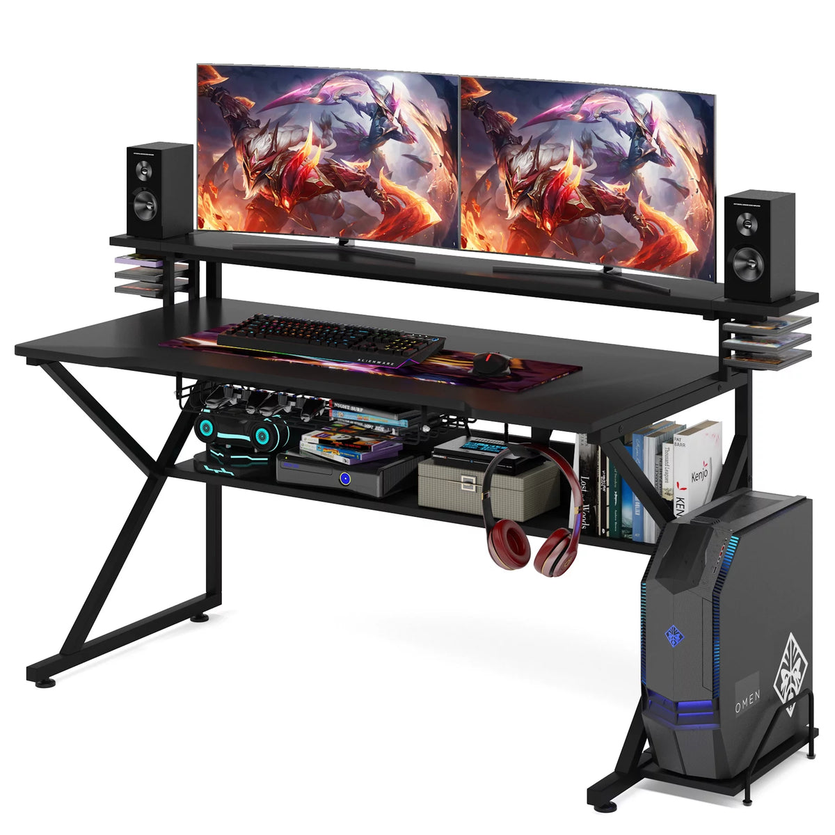 47 inches Gaming Desk with Monitor Stand O6861