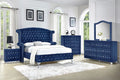 King Size 4Pc Blue Velvet Bedroom Set C65477