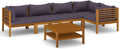 6 Piece Acacia Wood Patio Lounge Set with Cushion L324