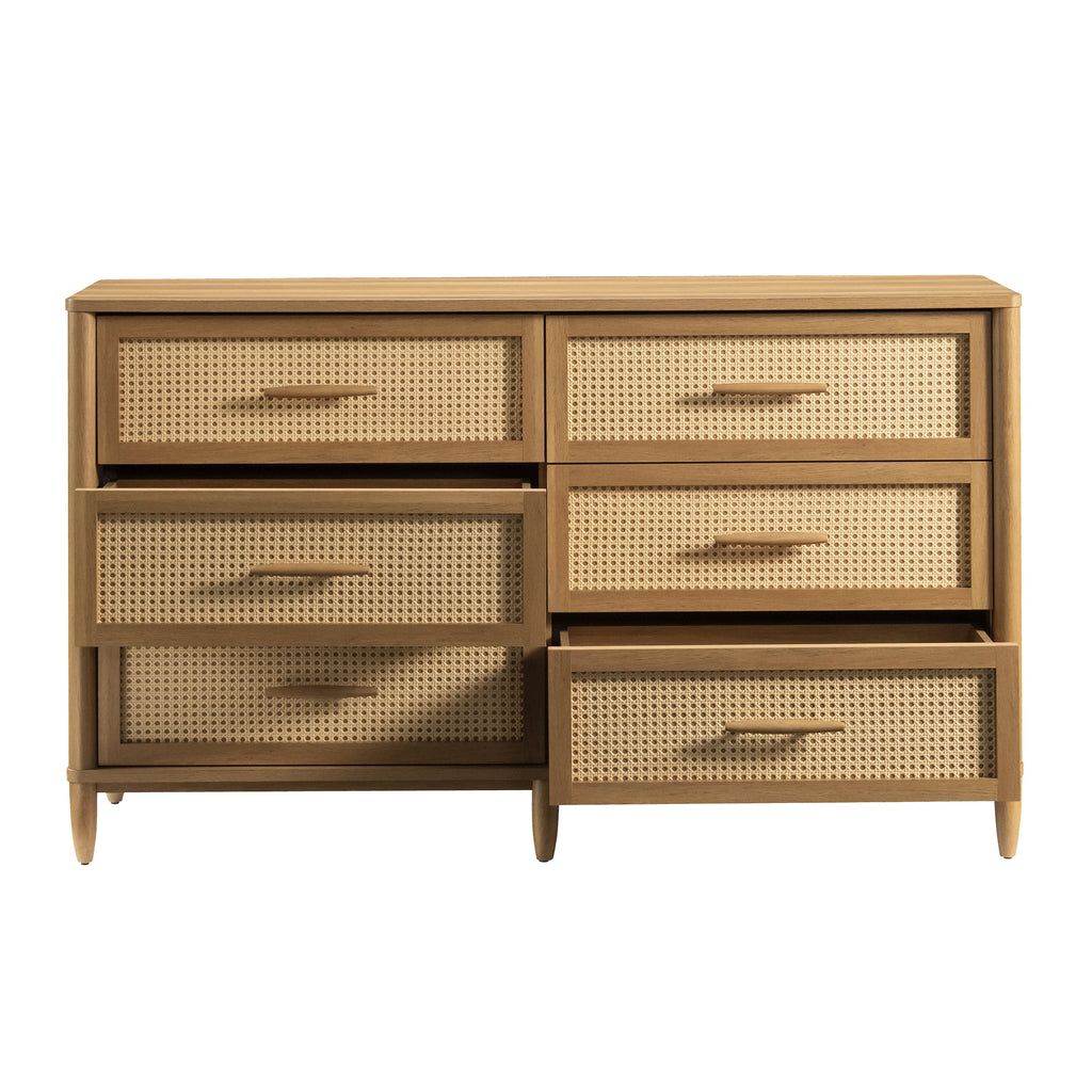 6 Drawer Dresser, Light Honey Finish U6685