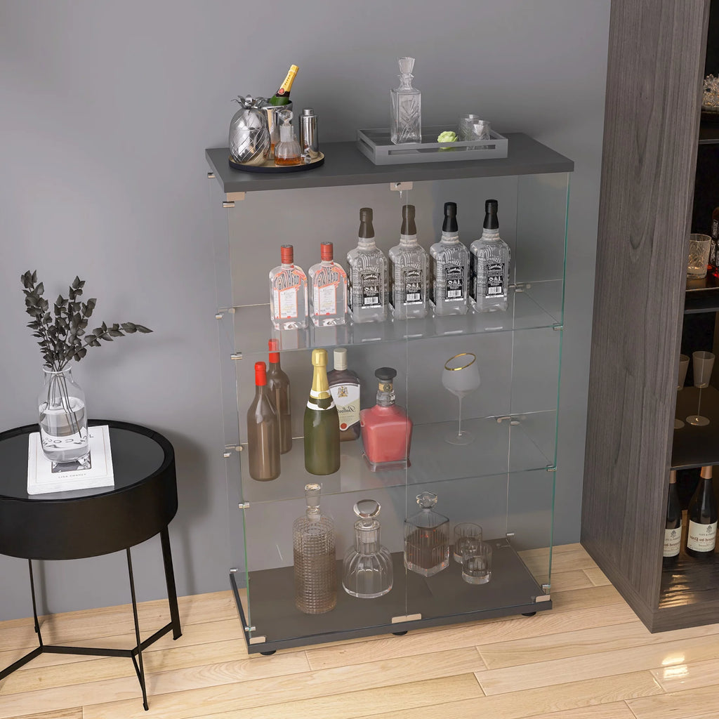 Black 3 Shelf Glass Display Cabinet D64971
