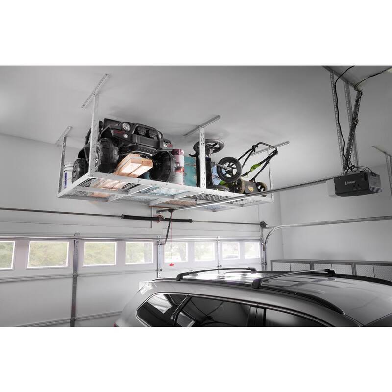 Hammered White Adjustable Height Metal Overhead Storage Rack G392