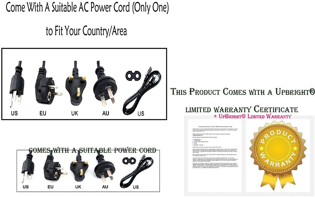 Switching Power Supply Cord Cable PS Charger with Barrel Round Plug Tip M56142
